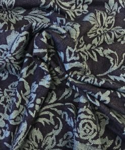 Weicher Strick Jacquard dehnbar ♡ „Rosentraum“ marine/mint