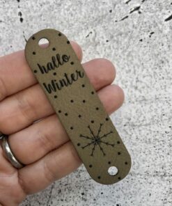 Alternative view of Label aus Kunstleder für Wollarbeiten ♡ Hallo Winter