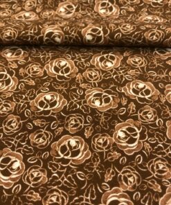Baumwolljersey Blumen in toffeebraun 1