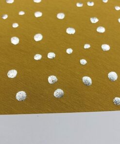 Baumwolljersey Foliendruck - silber Tupfen auf gelb 1