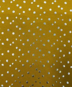 Baumwolljersey Foliendruck - silber Tupfen auf gelb