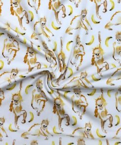 Baumwolljersey Affen mit Bananen auf weiß 2