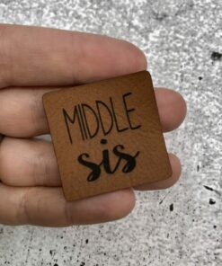 Label aus Kunstleder, middle sis