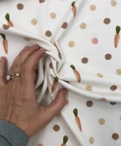 Baumwolljersey Karotten und Tupfen auf hellbeige, Herzenfroh Stoffe, Fräulein von Julie 2