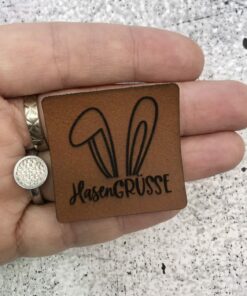Label aus Kunstleder Hasengrüße 1