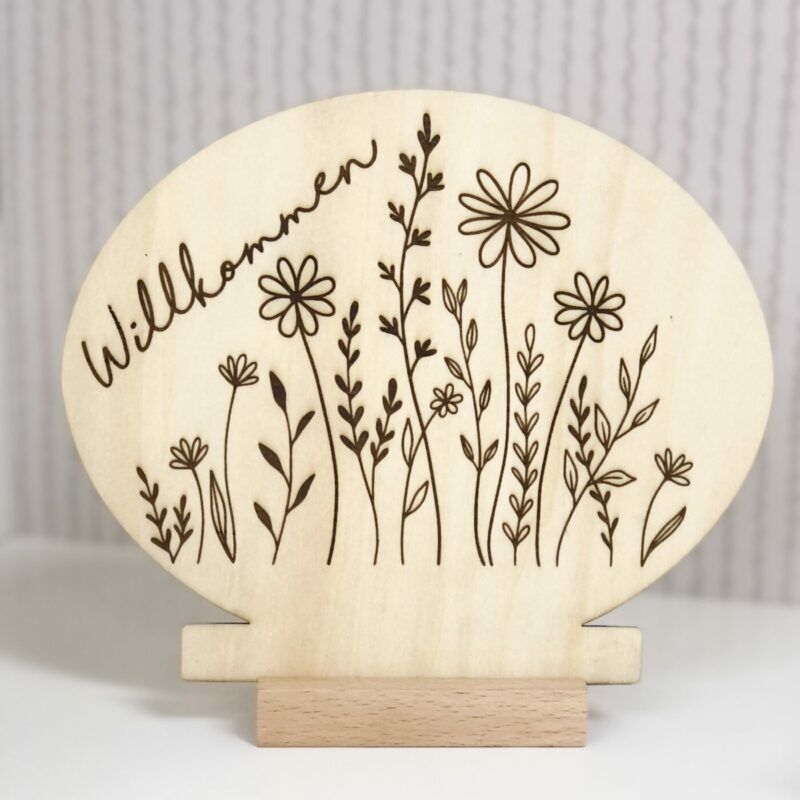 Blumenwiese L “Willkommen”: ca. 14,5 x 1,5 x 0,2 cm