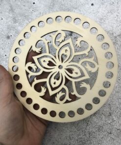 Holzrohling für Häkelarbeiten - Korbboden Blumenornament Ø 15 cm 1