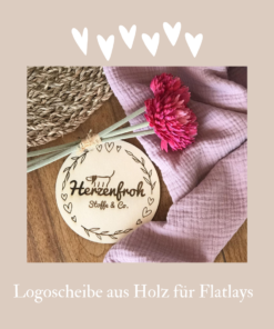 Logoscheibe für Flatlays, Herzenfroh