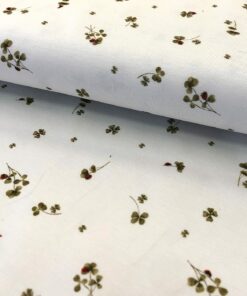 Baumwolljersey Kleeblätter und Marienkäfer auf offwhite 3