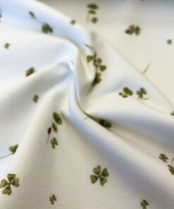 Baumwolljersey Kleeblätter und Marienkäfer auf offwhite 1