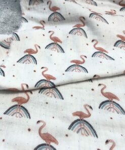 Musselin Double Gauze Flamingos und Regenbögen