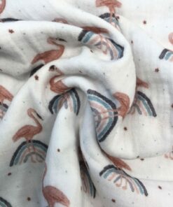 Musselin Double Gauze Flamingos und Regenbögen 1