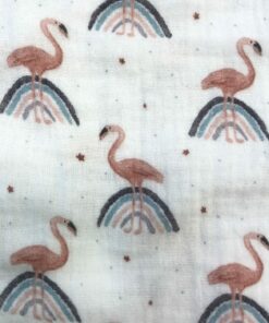 Musselin Double Gauze Flamingos und Regenbögen 2