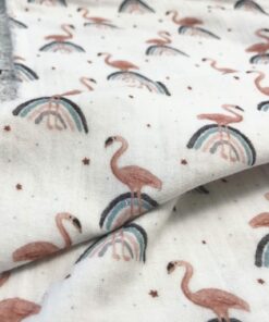 Musselin Double Gauze Flamingos und Regenbögen 4