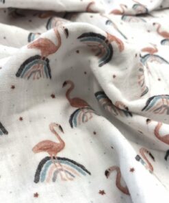 Musselin Double Gauze Flamingos und Regenbögen 5