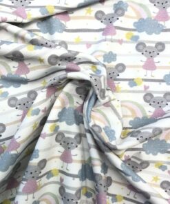 Baumwolljersey Maus mit Regenbogen in Pastellfarben 4