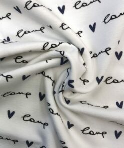 French Terry LOVE mit Herz in navy auf weiß 3