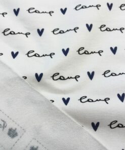 French Terry LOVE mit Herz in navy auf weiß 4