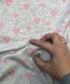Baumwolljersey Herzen und Hashtags in rosa auf graumeliert 4