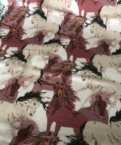 French Terry Wildpferde in Rosatönen