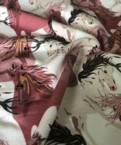 French Terry Wildpferde in Rosatönen 2