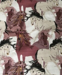 French Terry Wildpferde in Rosatönen 4