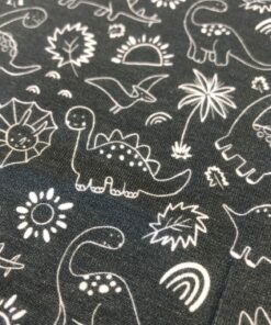 Baumwolljersey Dinos auf graphitgrau 1