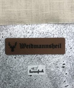 Label aus Kunstleder, Herzenfroh, Weidmannsheil