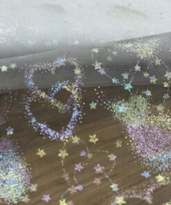 super weicher Tüll in weiß mit schillernden Herzen 4