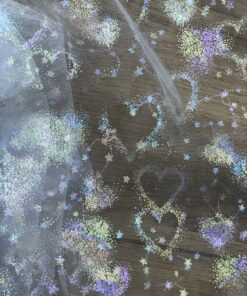 super weicher Tüll in weiß mit schillernden Herzen 7