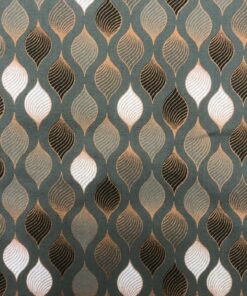 Baumwolldruck Webware Ornamente in roségold auf khakigrün