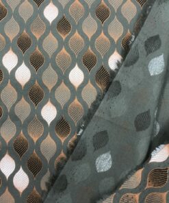 Baumwolldruck Webware Ornamente in roségold auf khakigrün 3