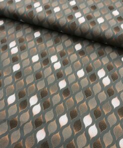 Baumwolldruck Webware Ornamente in roségold auf khakigrün 4