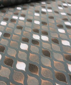 Baumwolldruck Webware Ornamente in roségold auf khakigrün 6