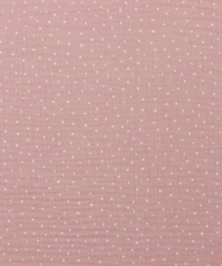 Musselin Double Gauze kleine Punkte weiß auf quarzrosa