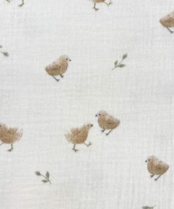 Musselin Double Gauze Küken auf weiß