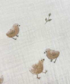 Musselin Double Gauze Küken auf weiß 1