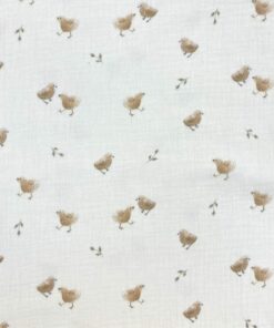 Musselin Double Gauze Küken auf weiß 2