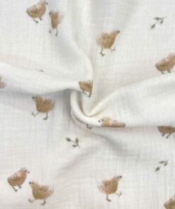 Musselin Double Gauze Küken auf weiß 4