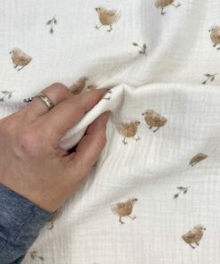 Musselin Double Gauze Küken auf weiß 5