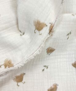 Musselin Double Gauze Küken auf weiß 6