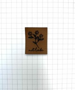Label aus Kunstleder mit dem Text mit Liebe - mini Format 1