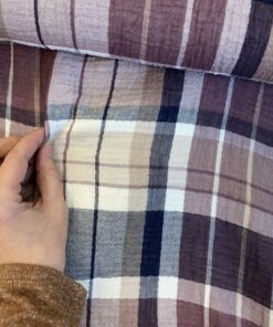 Musselin Double Gauze Karo in beere und grau 4