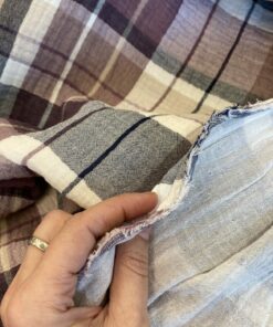 Musselin Double Gauze Karo in beere und grau 5