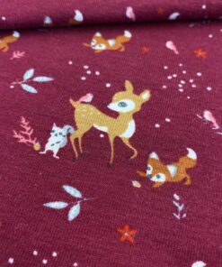 Baumwolljersey mit  Rehkitzen auf beere