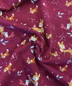 Baumwolljersey mit  Rehkitzen auf beere 1