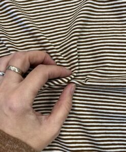 Baumwolljersey  Streifen in weiß - braun 2