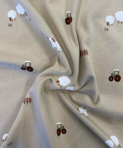  Baumwolljersey mini Bauernhof auf beig 4