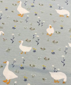 Baumwolljersey Gänse auf mint 2