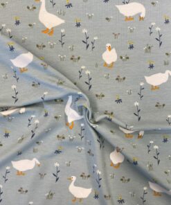 Baumwolljersey Gänse auf mint 4